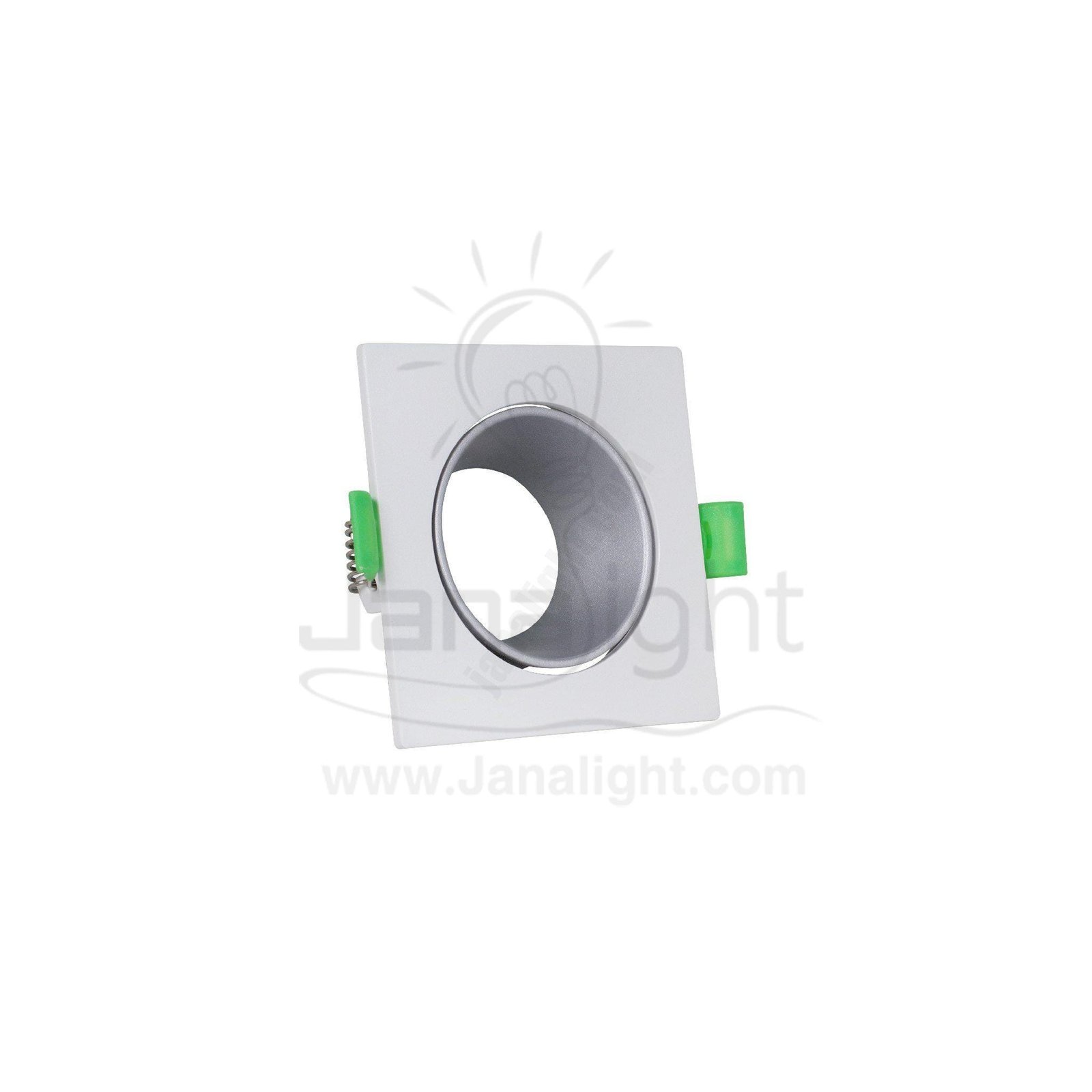 سبوت لايت فارغ متحرك مربع بلاستك ابيض فضي مط جنى لايت JN404 single square matt white & silver Spotlight frame